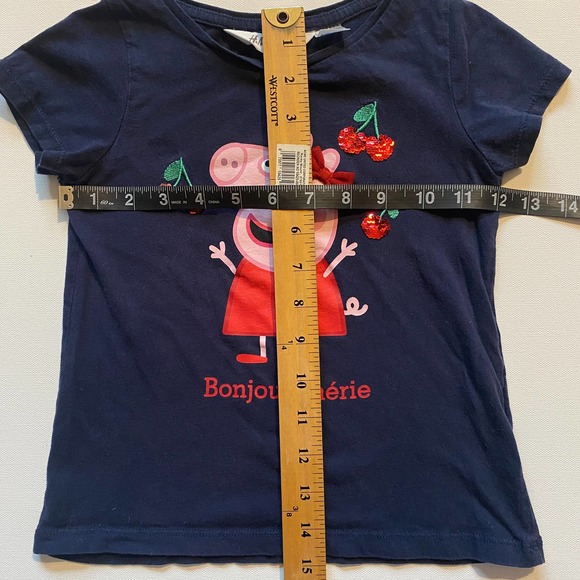 H&M Toddler Girl Peppa Pig Flip Sequence Cotton Short Sleeve Shirt (Sz 4-6Y) - Picture 4 of 8
